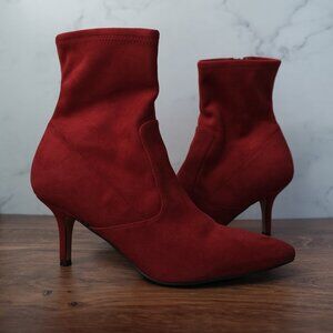 Marc Fisher LTD Adia2 Booties – Dark Red Fabric – Size 7.5M